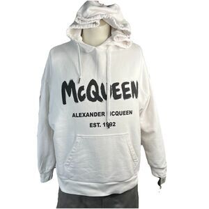 Alexander McQueen Women 36 Spellout Graffiti Print Sweatshirt Hoodie Off White